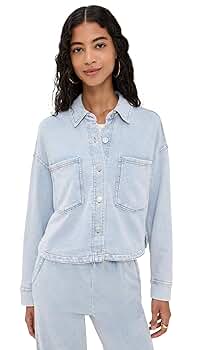 Z SUPPLY Women's All Day Cropped Knit Denim Jacket, Washed